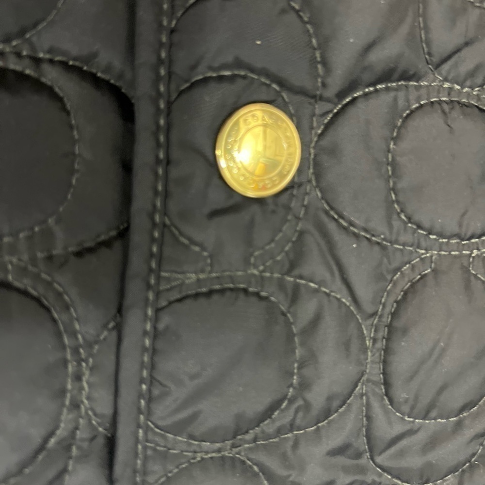 COACH Signature "C" Quilted Logo Snap Front Jacket Coat Women XS - Picture 10 of 13